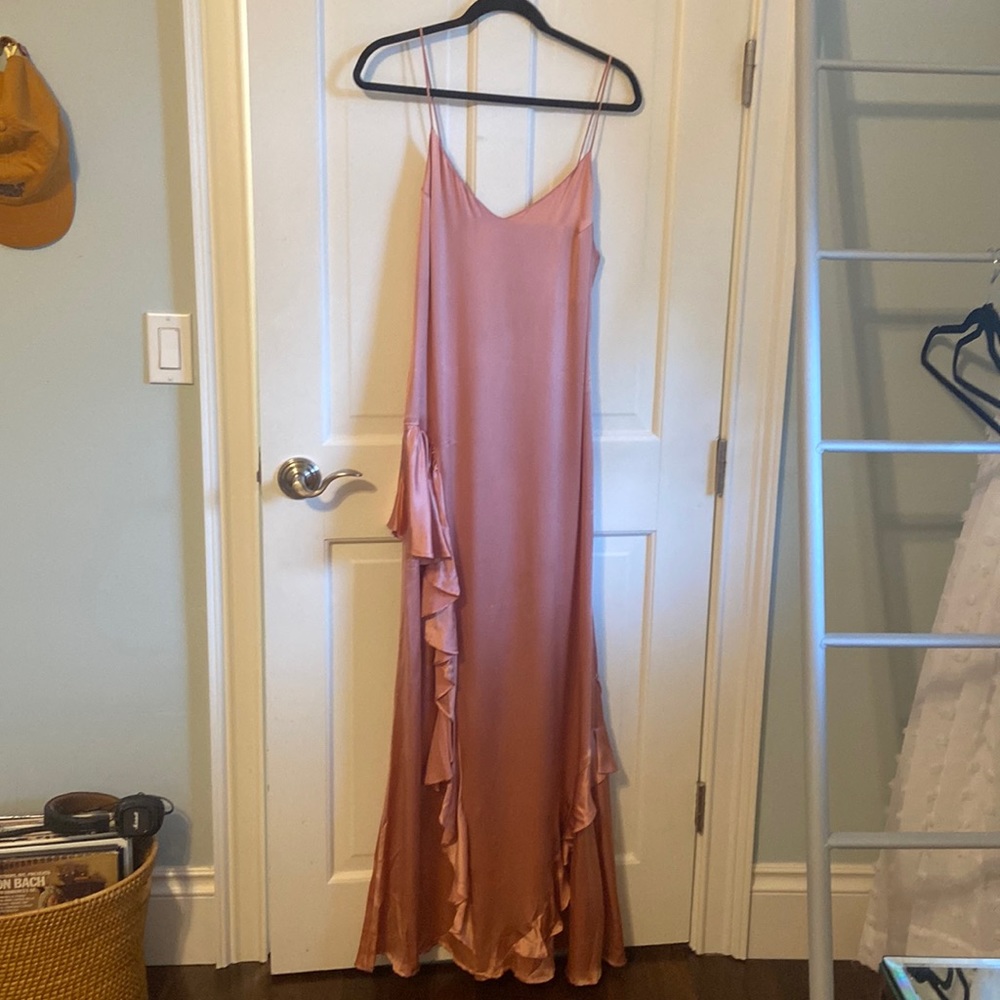 Reformation Pink Silk Gown